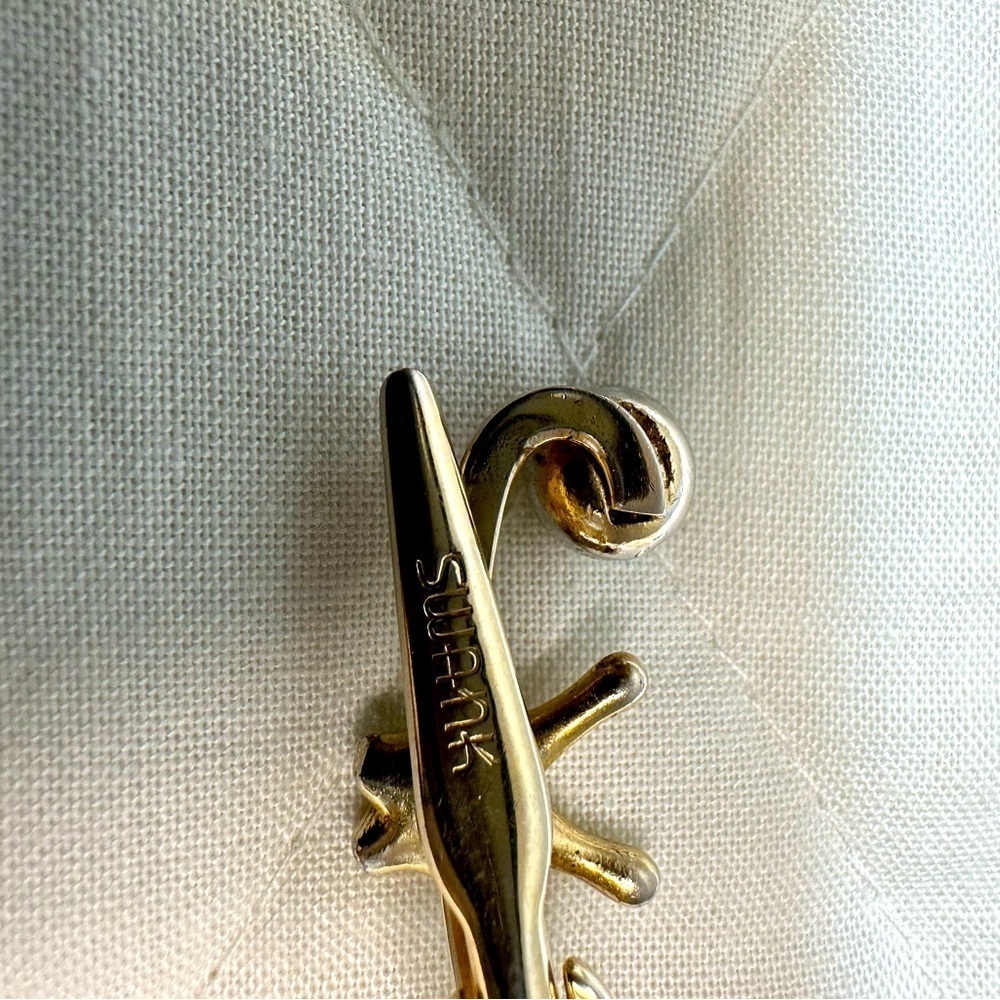 Swank  Gold Tone Lizard Tie Bar Clasp Tie Pin Tie Tack Vintage Classic - Picture 4 of 7